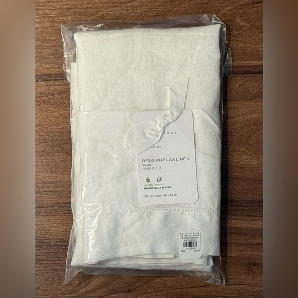 New Pottery Barn Euro Belgian Flax Linen Sham – White